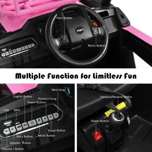 12V Kids RC Electric Ride On Off-Road UTV Truck with MP3 and Light-Pink