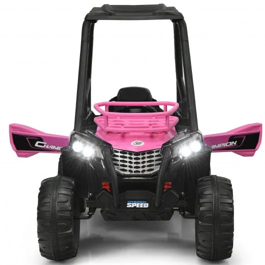 12V Kids RC Electric Ride On Off-Road UTV Truck with MP3 and Light-Pink