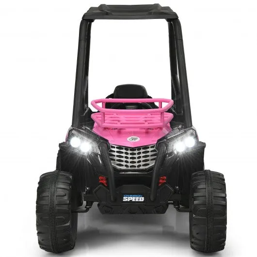 12V Kids RC Electric Ride On Off-Road UTV Truck with MP3 and Light-Pink