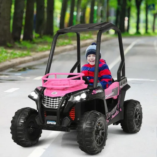 12V Kids RC Electric Ride On Off-Road UTV Truck with MP3 and Light-Pink