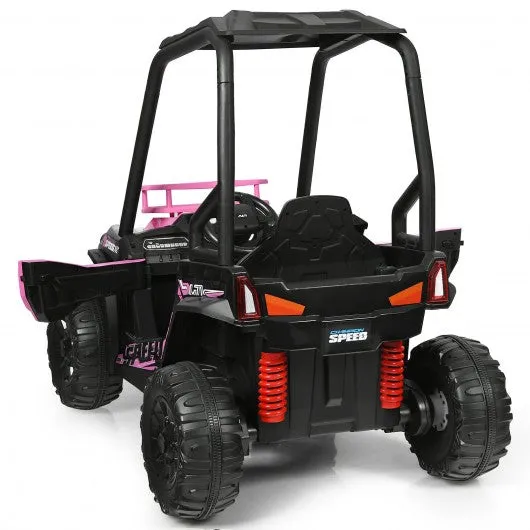 12V Kids RC Electric Ride On Off-Road UTV Truck with MP3 and Light-Pink