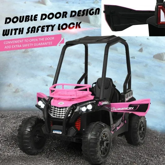 12V Kids RC Electric Ride On Off-Road UTV Truck with MP3 and Light-Pink