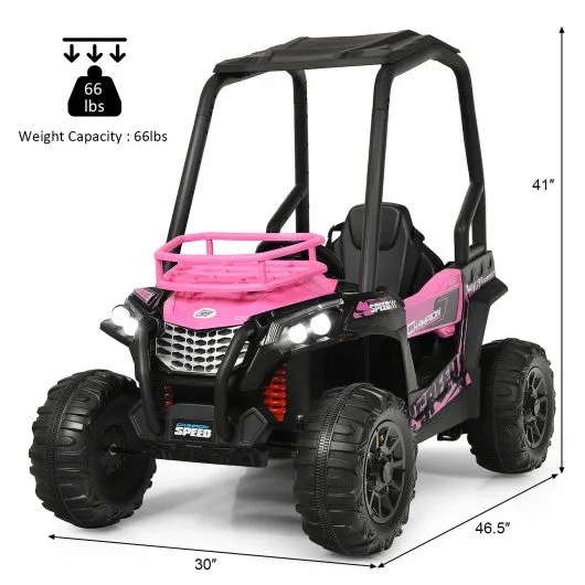 12V Kids RC Electric Ride On Off-Road UTV Truck with MP3 and Light-Pink