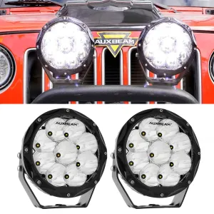 (2pcs/set) 7 Inch 90W Round Spot Beam Offroad LED Driving Lights w/ SAE Compliant Amber/Black Covers(Optional)