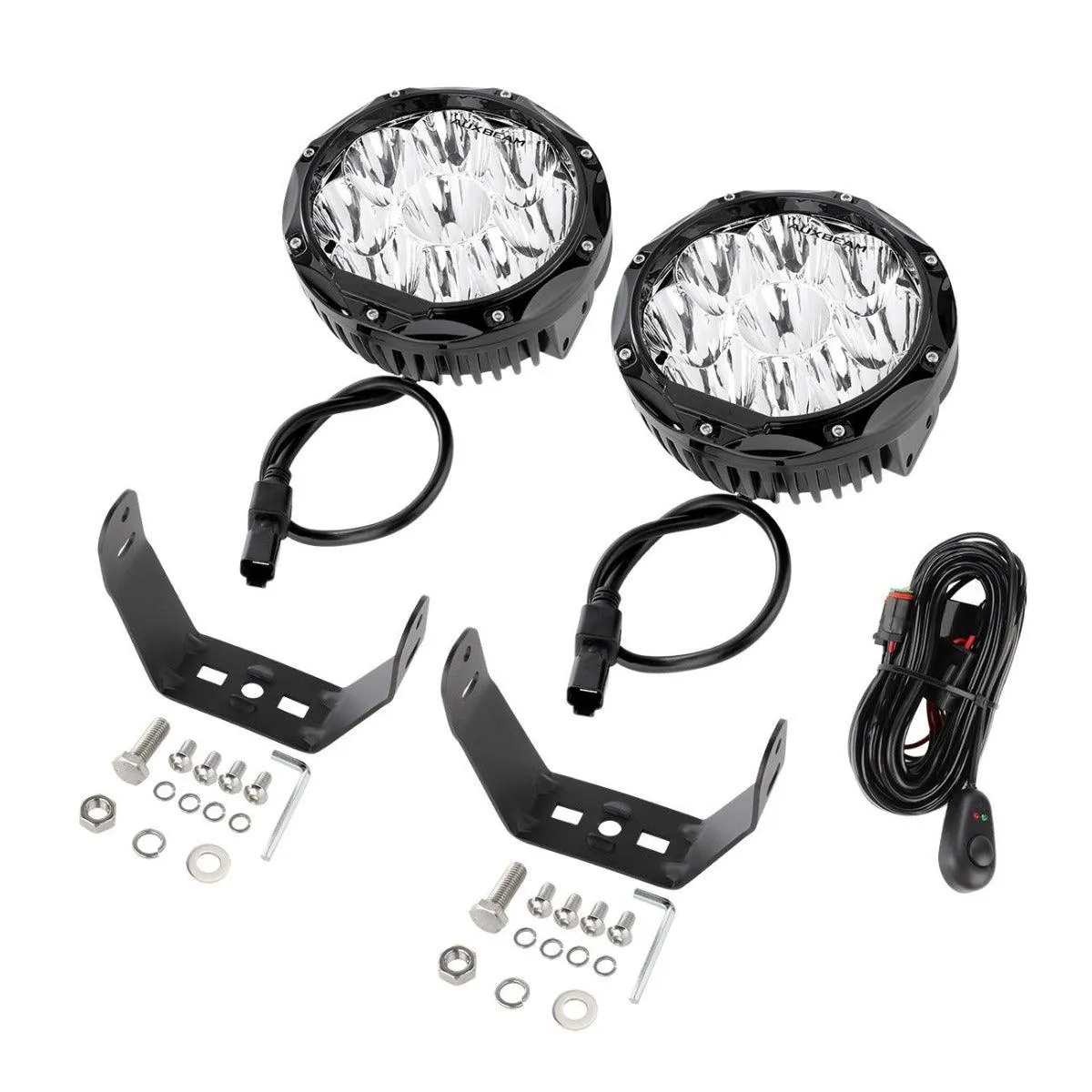 (2pcs/set) 7 Inch 90W Round Spot Beam Offroad LED Driving Lights w/ SAE Compliant Amber/Black Covers(Optional)