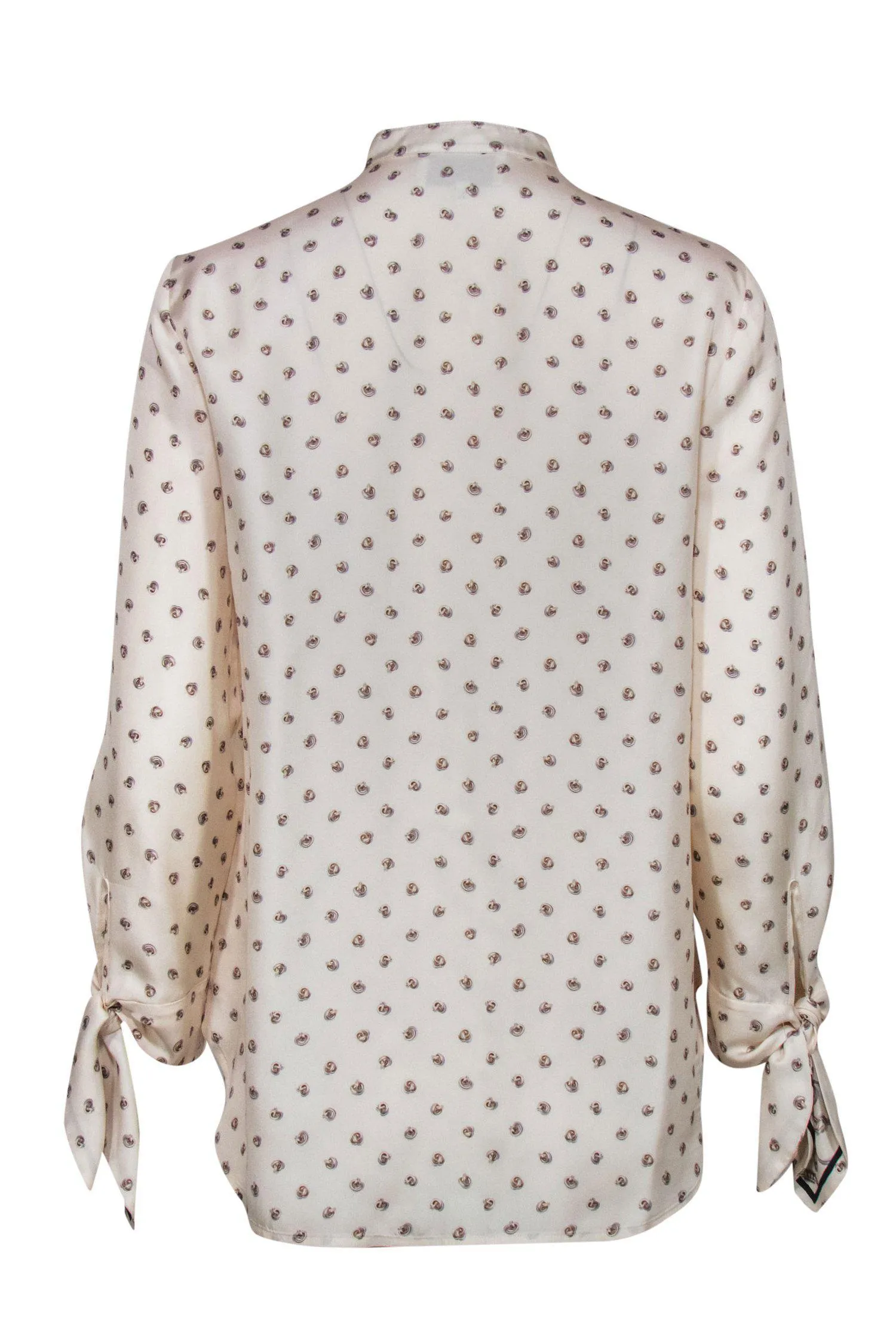 3.1 Phillip Lim - White Silk Button Blouse w/ Chainlink Print Sz 4