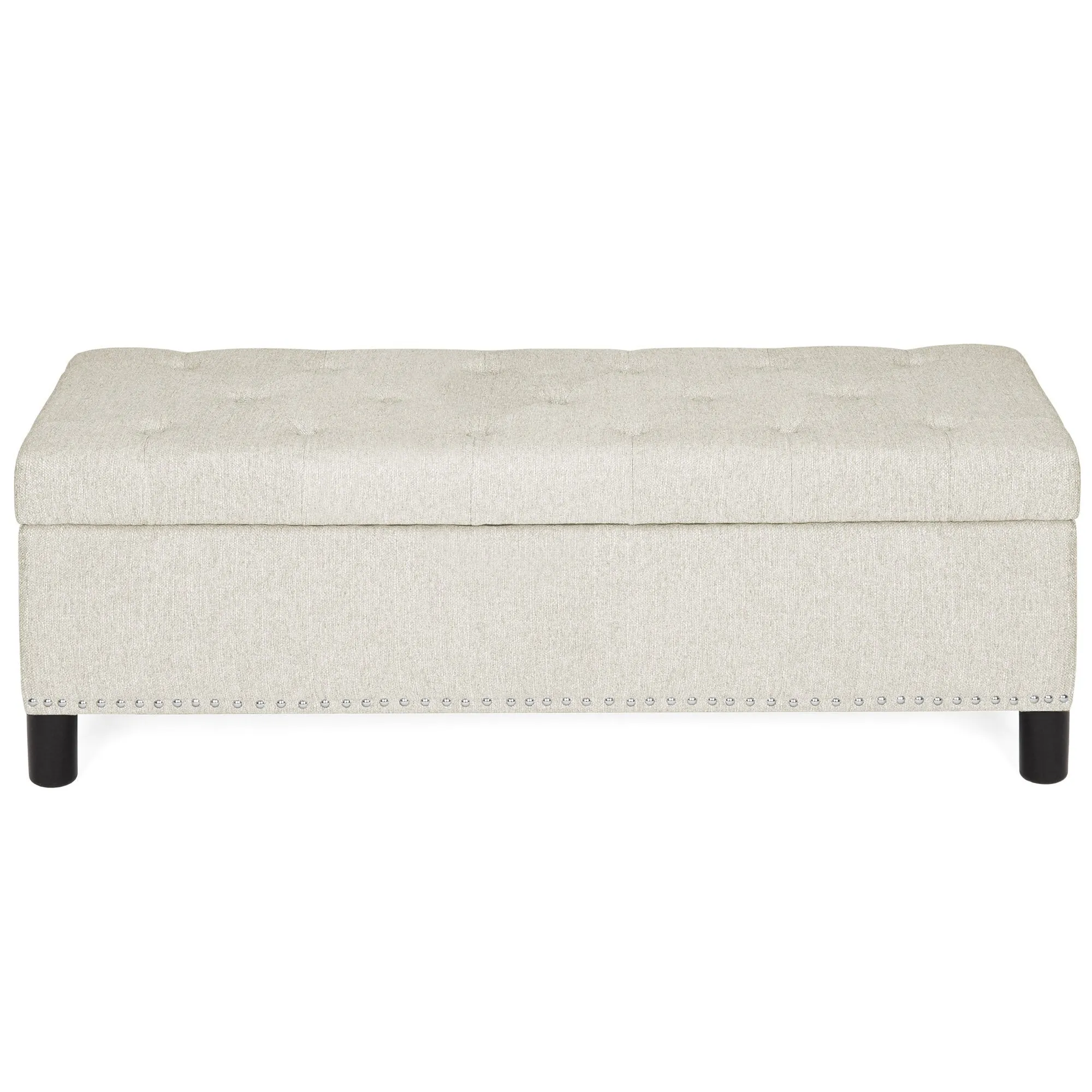 48in Tufted Upholstered Padded Storage Ottoman Bench w/ Studs