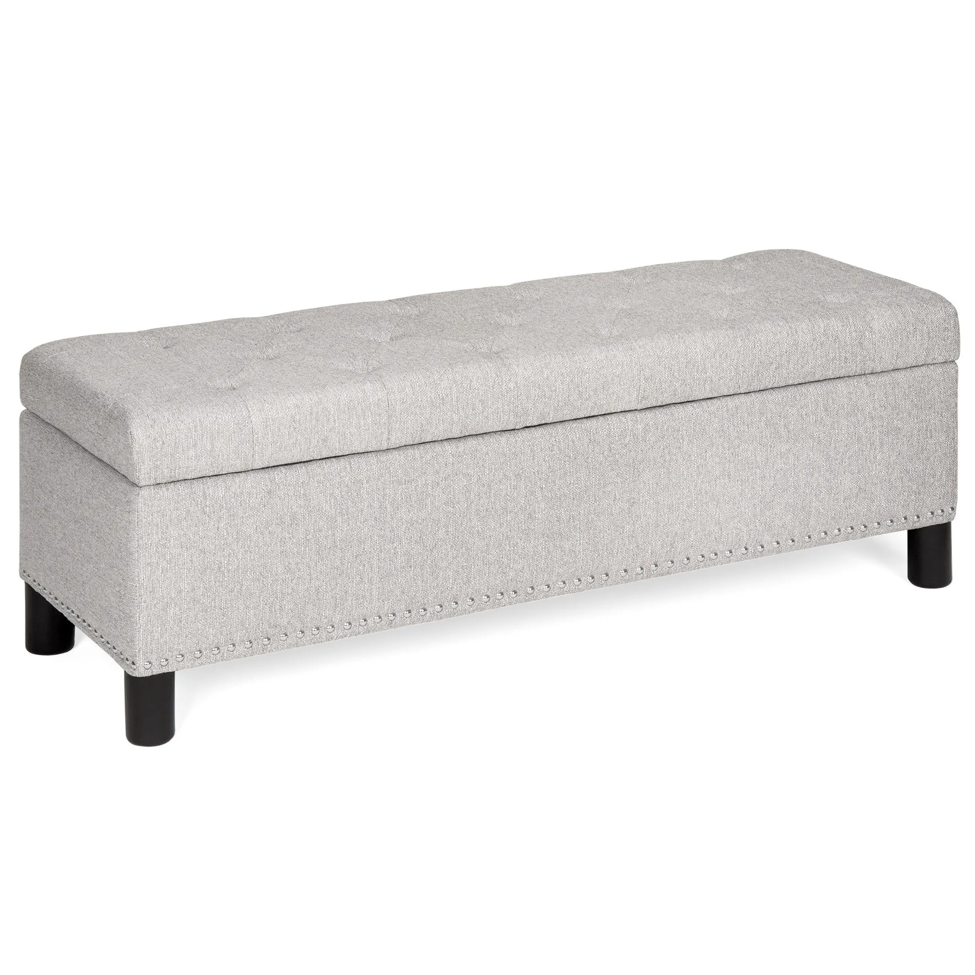 48in Tufted Upholstered Padded Storage Ottoman Bench w/ Studs