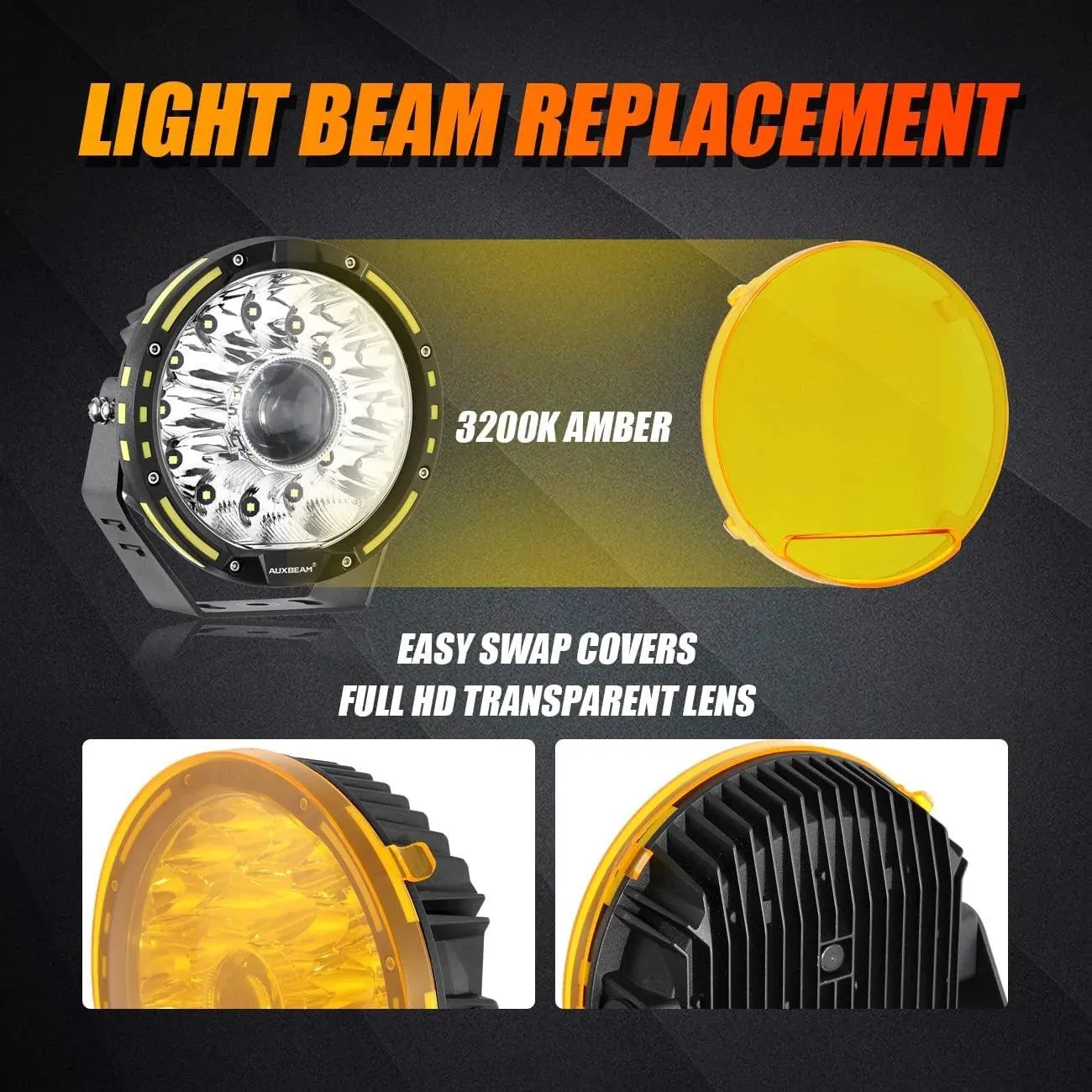 7 Inch Round LED Driving Light Amber Cover Light Shield Cover