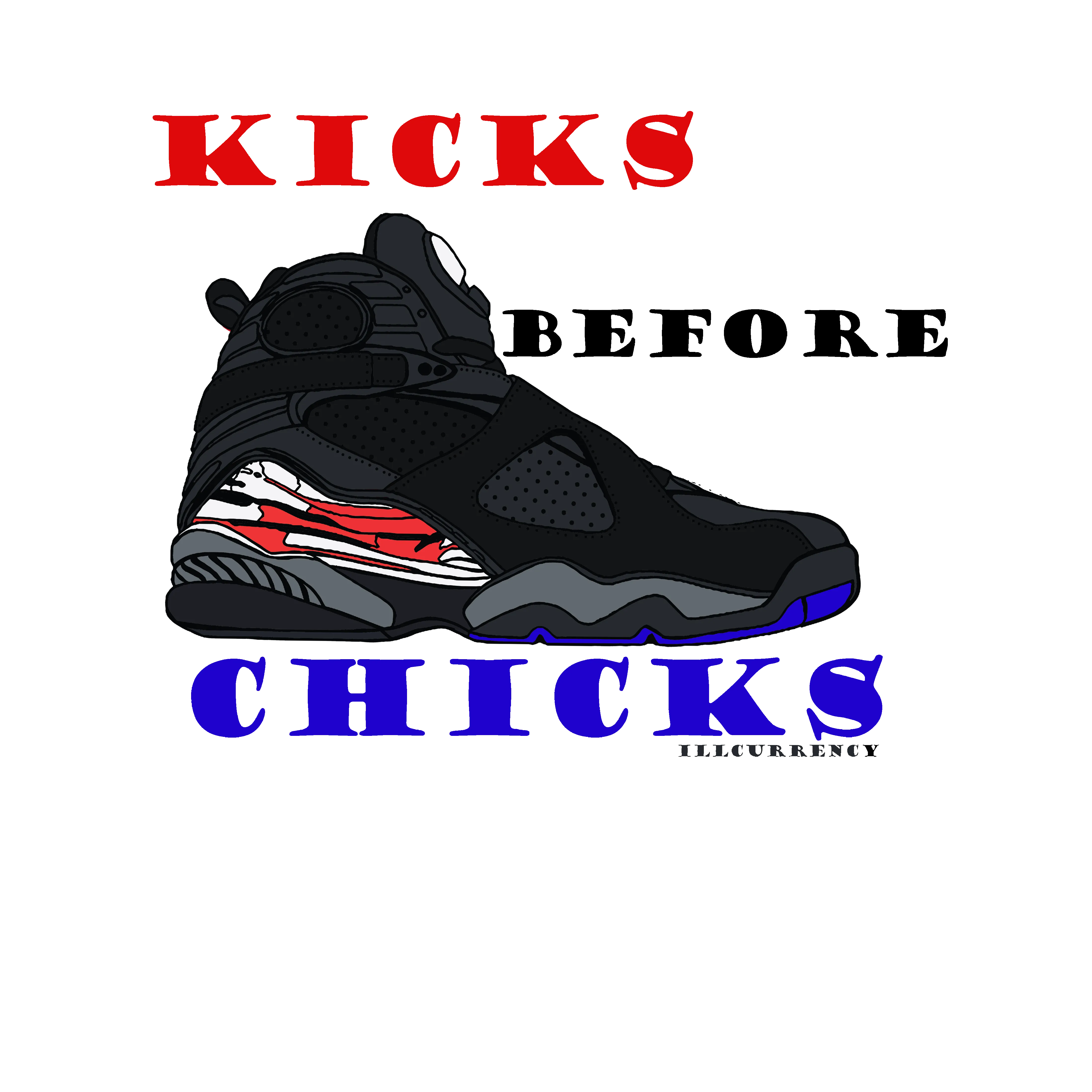 Air Jordan 8 “Playoffs” | illcurrency White T-Shirt (KICKS BEFORE CHICKS)