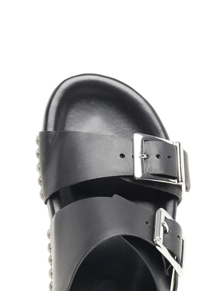 Alexander McQueen Buckled Studded Slides