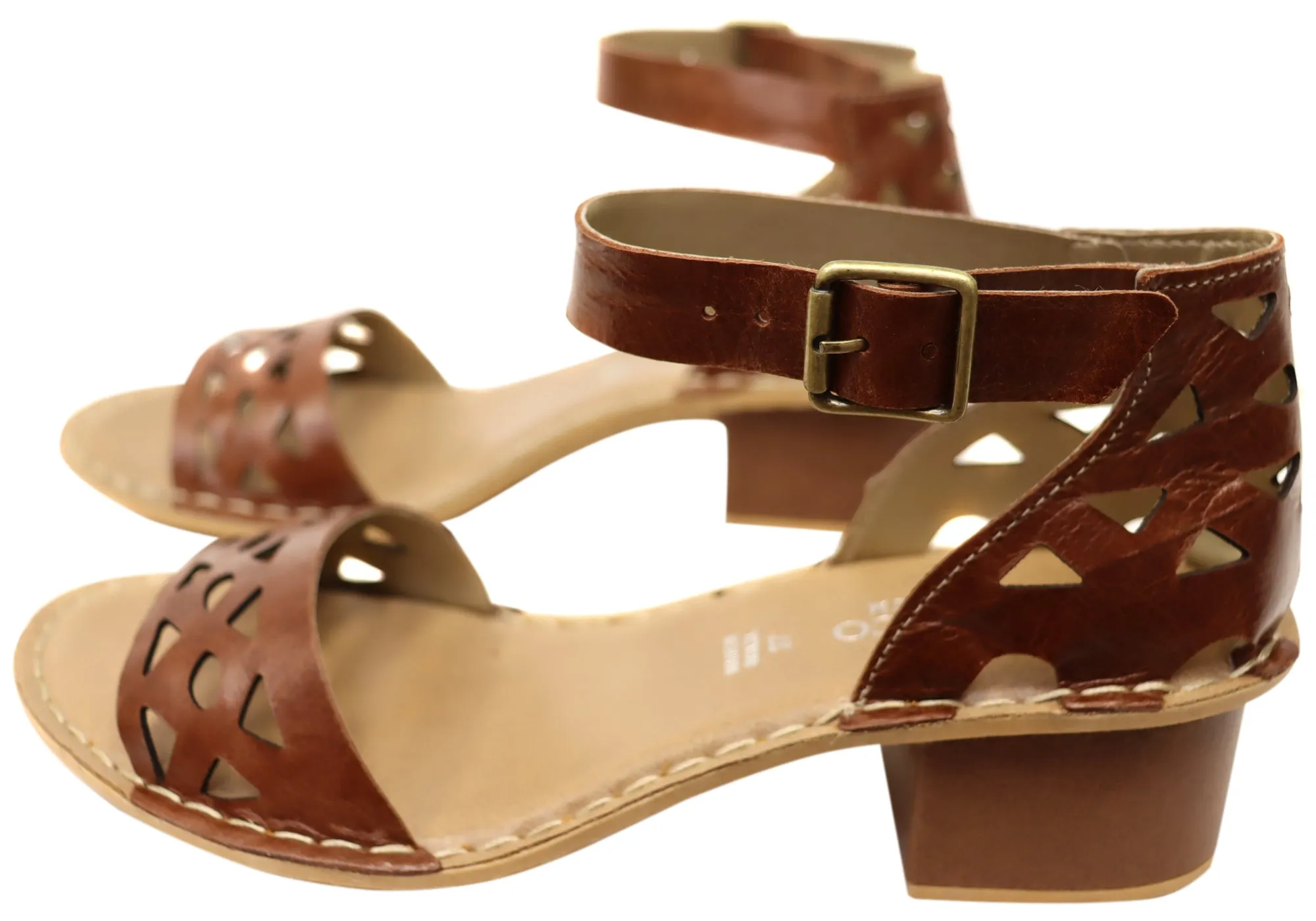 Andacco Parica Womens Comfortable Brazilian Leather Low Heel Sandals