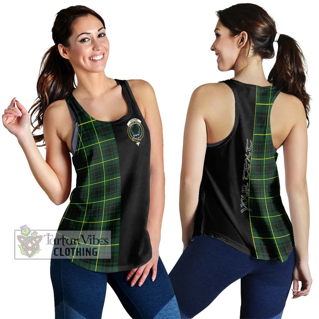 Arthur Modern Tartan Women's Racerback Tanks with Family Crest and Half Of Me Style