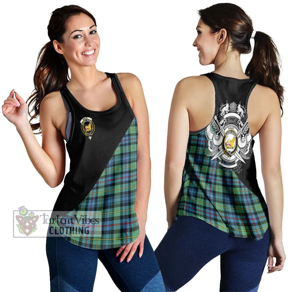 Bailey Ancient Tartan Women's Racerback Tanks with Family Crest and Military Logo Style