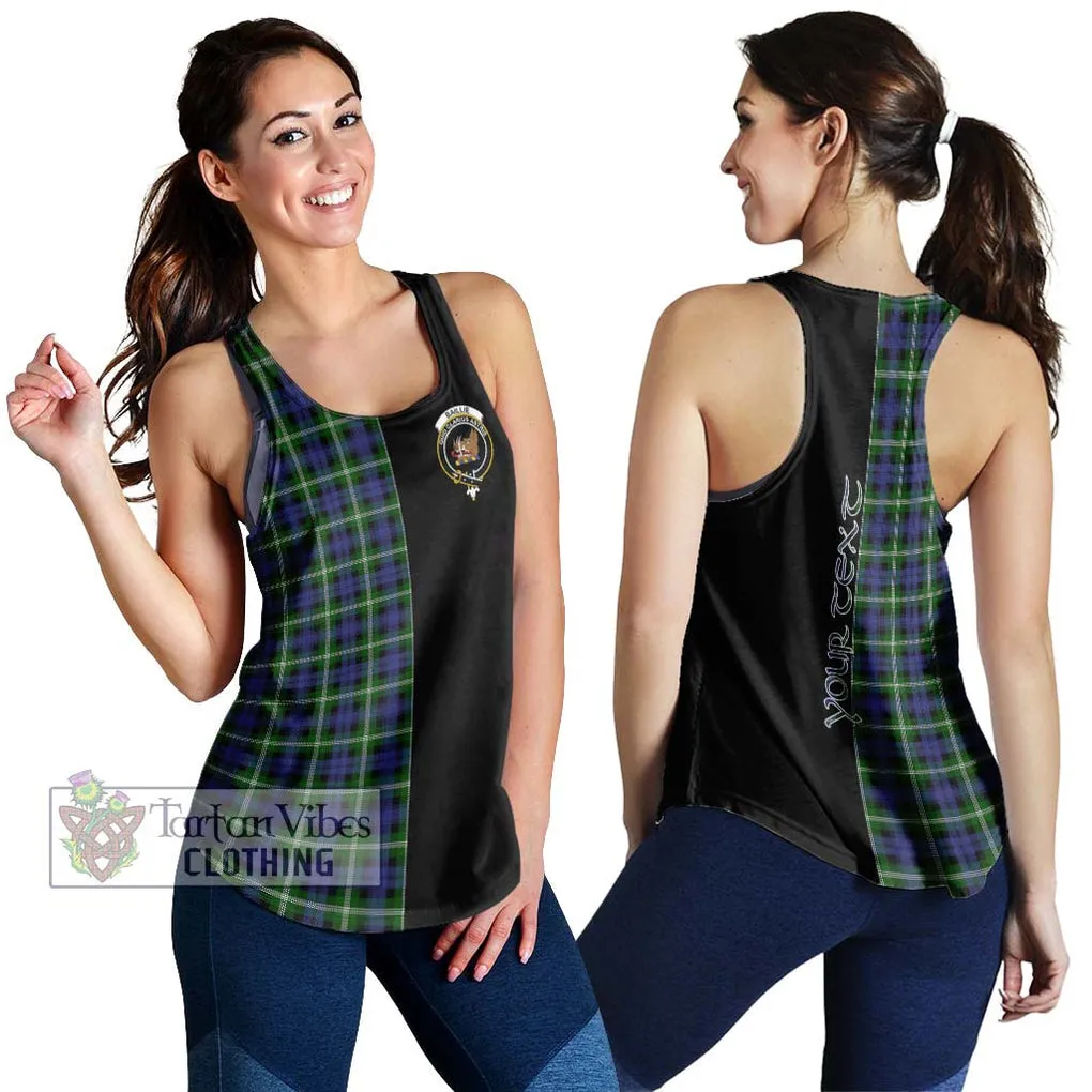 Baillie of Polkemmet Tartan Women's Racerback Tanks with Family Crest and Half Of Me Style