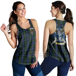 Baird Tartan Women's Racerback Tanks with Family Crest Celtic Skull Style