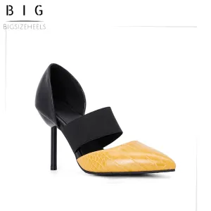 Bigsizeheels Pointed slip-on stilettos - Yellow