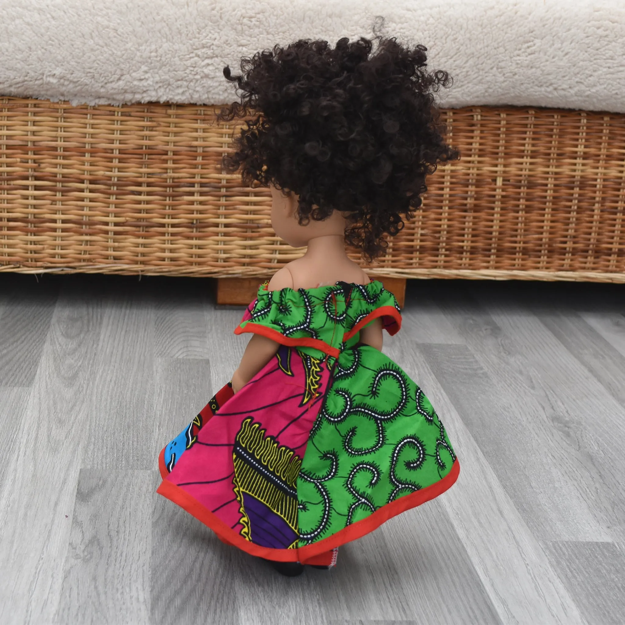 Black Doll - Afro Hair doll - Mix Race Doll - Afro Doll Ankara Doll Dress 14