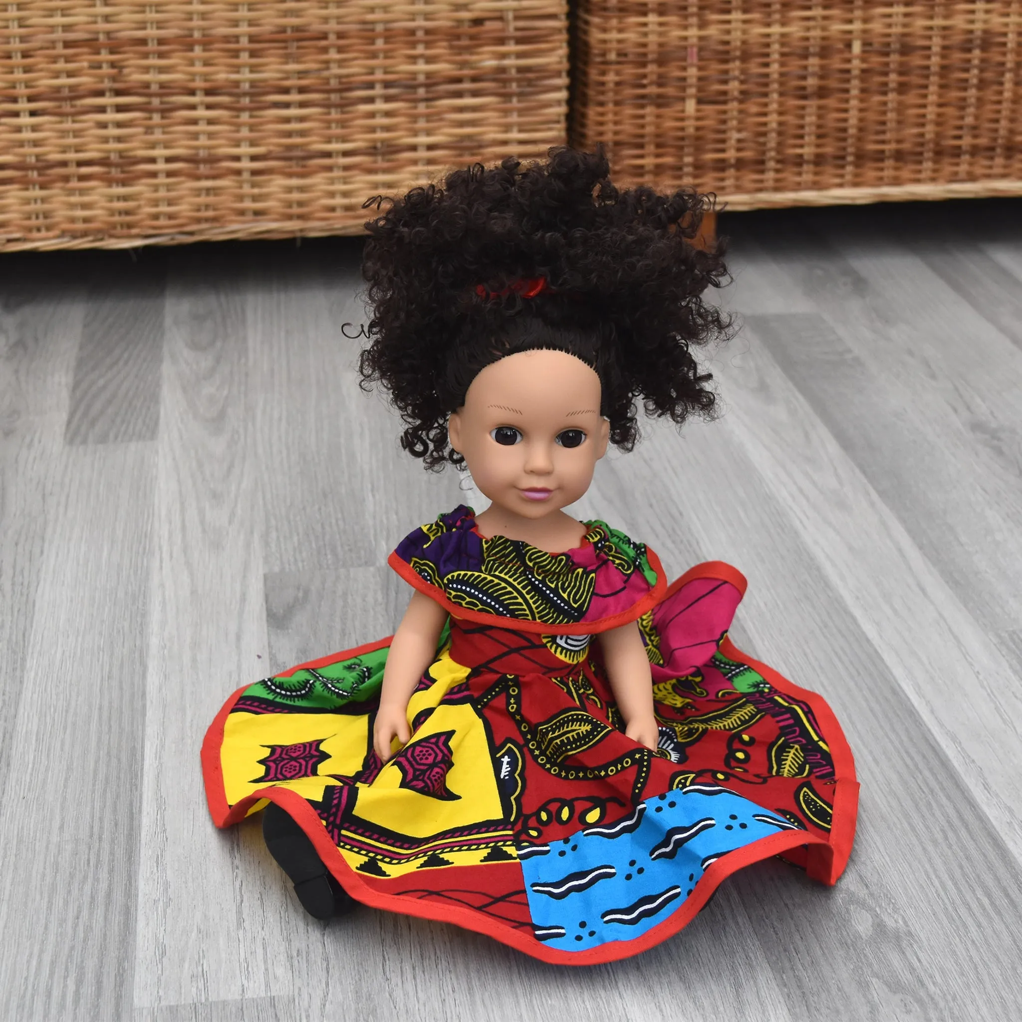 Black Doll - Afro Hair doll - Mix Race Doll - Afro Doll Ankara Doll Dress 14