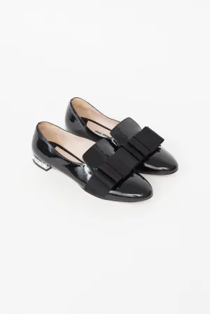 Black Patent Jewel Bow Flat