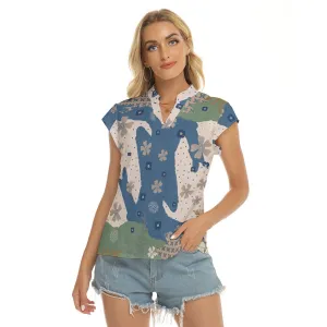 Blue Ridge Floral | V-neck Short Sleeve Blouse