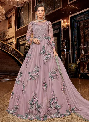 Blush Pink Floral Embroidered Wedding Anarkali Suit