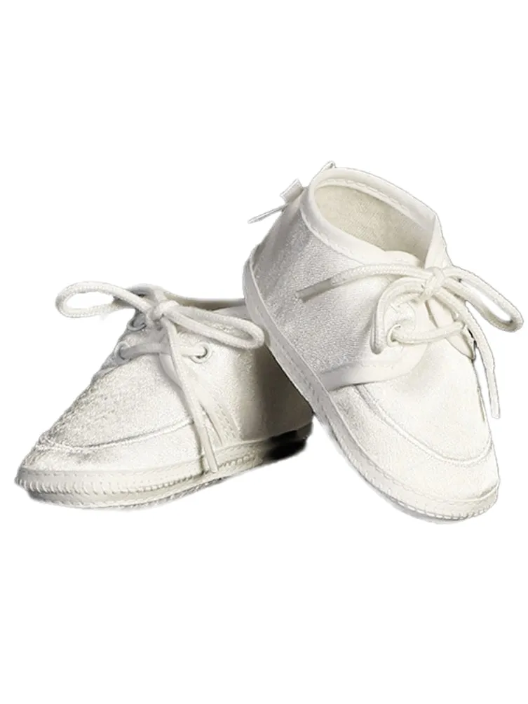 Boys White Satin Lace-Up Soft Sole Bootie Shoes 00 Baby-6 Toddler