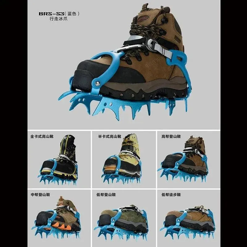 BRS-S3 14 Teeth Claws Snow Crampons Special Al-Alloy Ice Gripper Outdoor Climbing Mountaineering Equipment Non-Slip Crampons