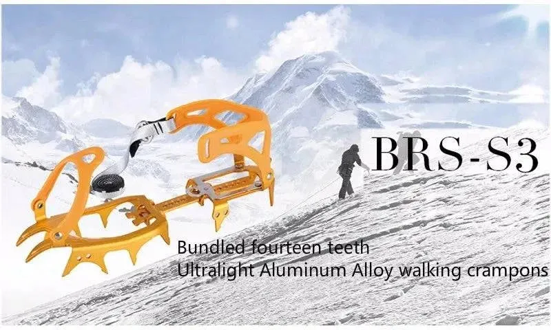 BRS-S3 14 Teeth Claws Snow Crampons Special Al-Alloy Ice Gripper Outdoor Climbing Mountaineering Equipment Non-Slip Crampons