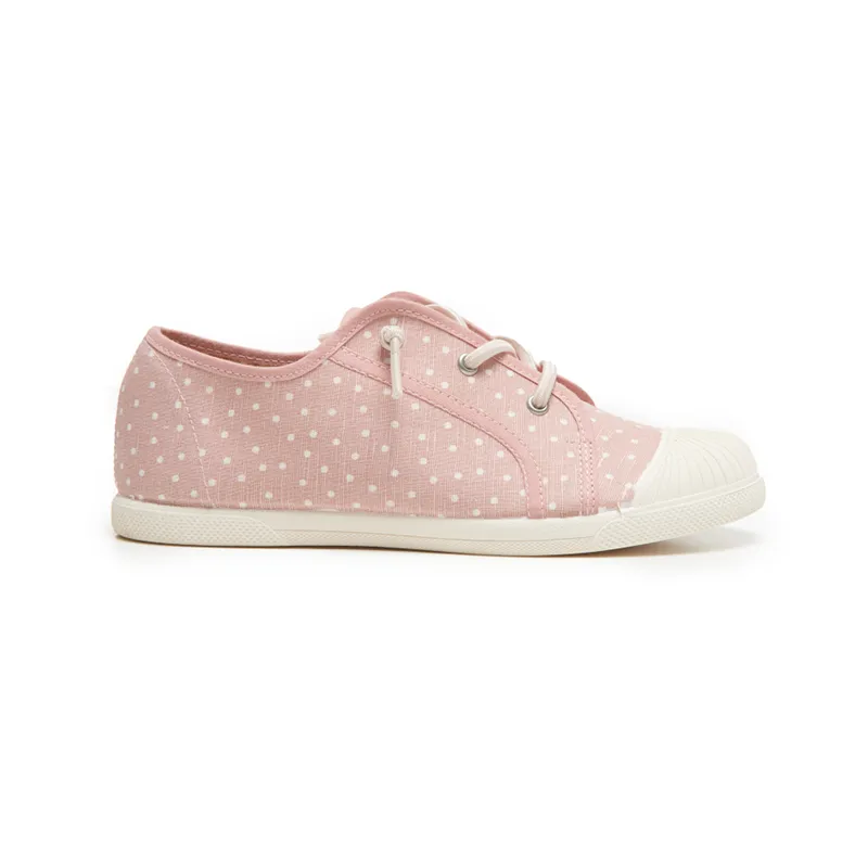 Canvas Elastic Sneaker In Pink Dots