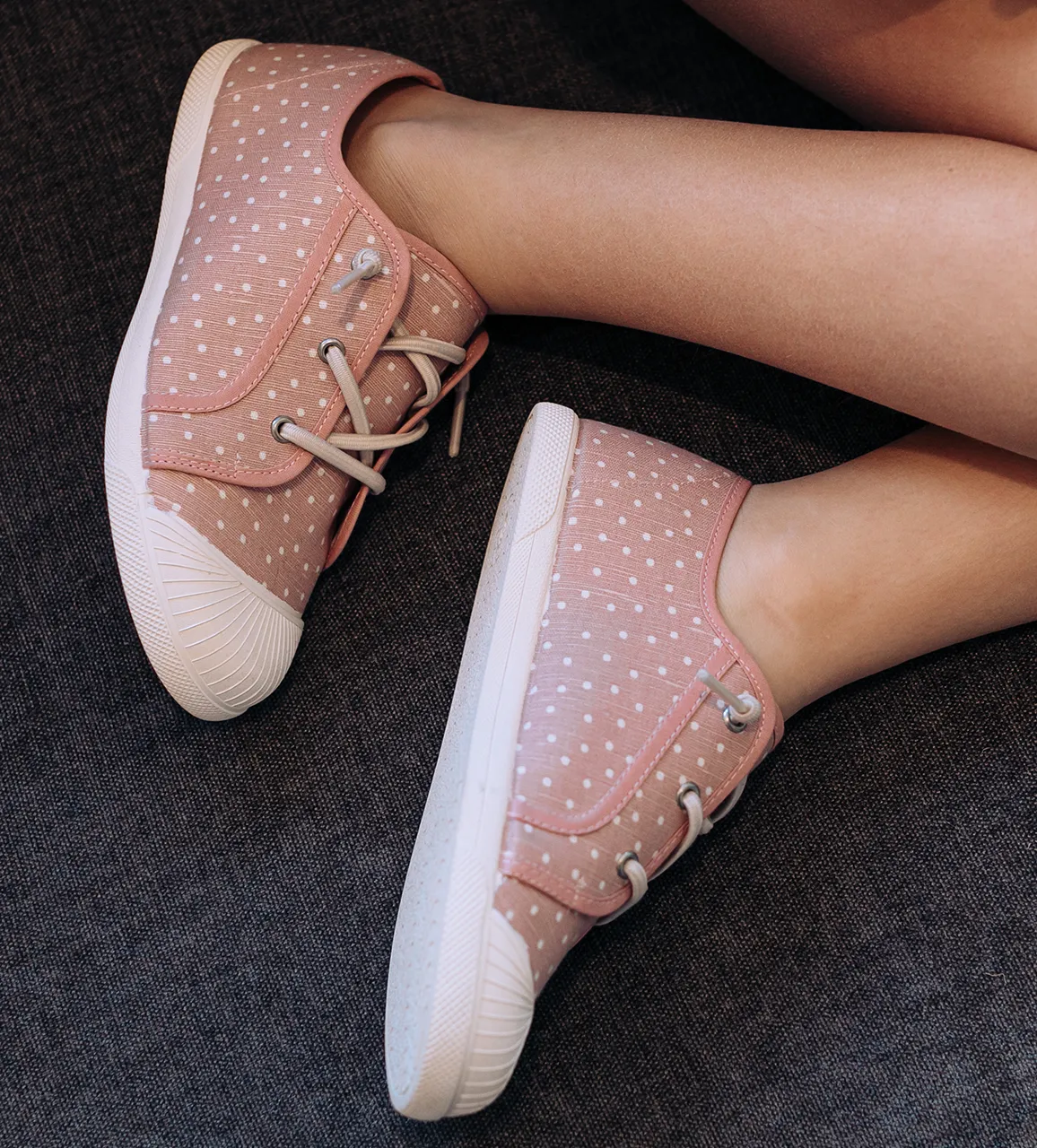 Canvas Elastic Sneaker In Pink Dots