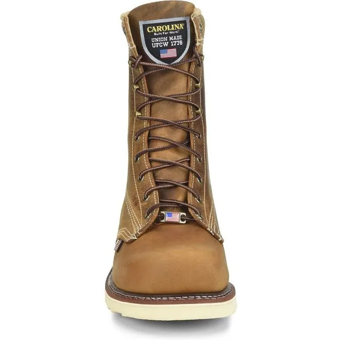 Carolina Men's Amp USA 8" Steel Toe Slip Resist Work Boot -Brown- CA7505