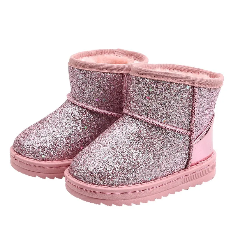 Children's warm snow boots embroidered thick cotton velvet boots thermal ankle boots