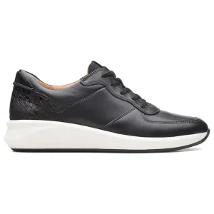 Clarks Un Rio Sprint Black Combi Leather Sneaker (Women's)