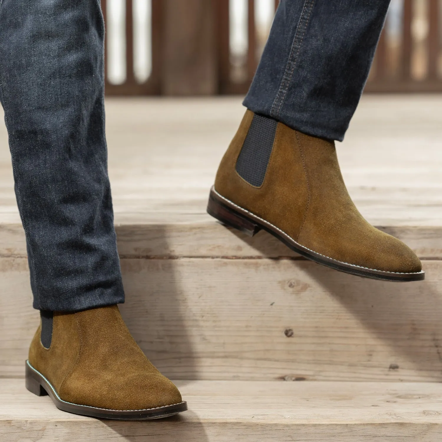 Clarkson Chelsea Brown Suede Leather Boots - StudGuard