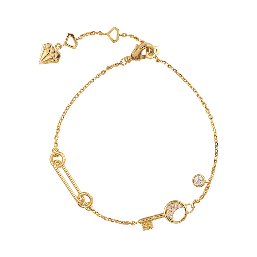 Crescent Key Gold Bracelet