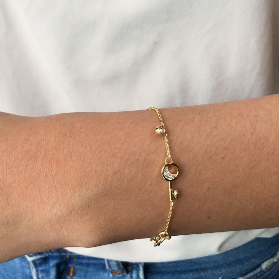 Crescent Key Gold Bracelet