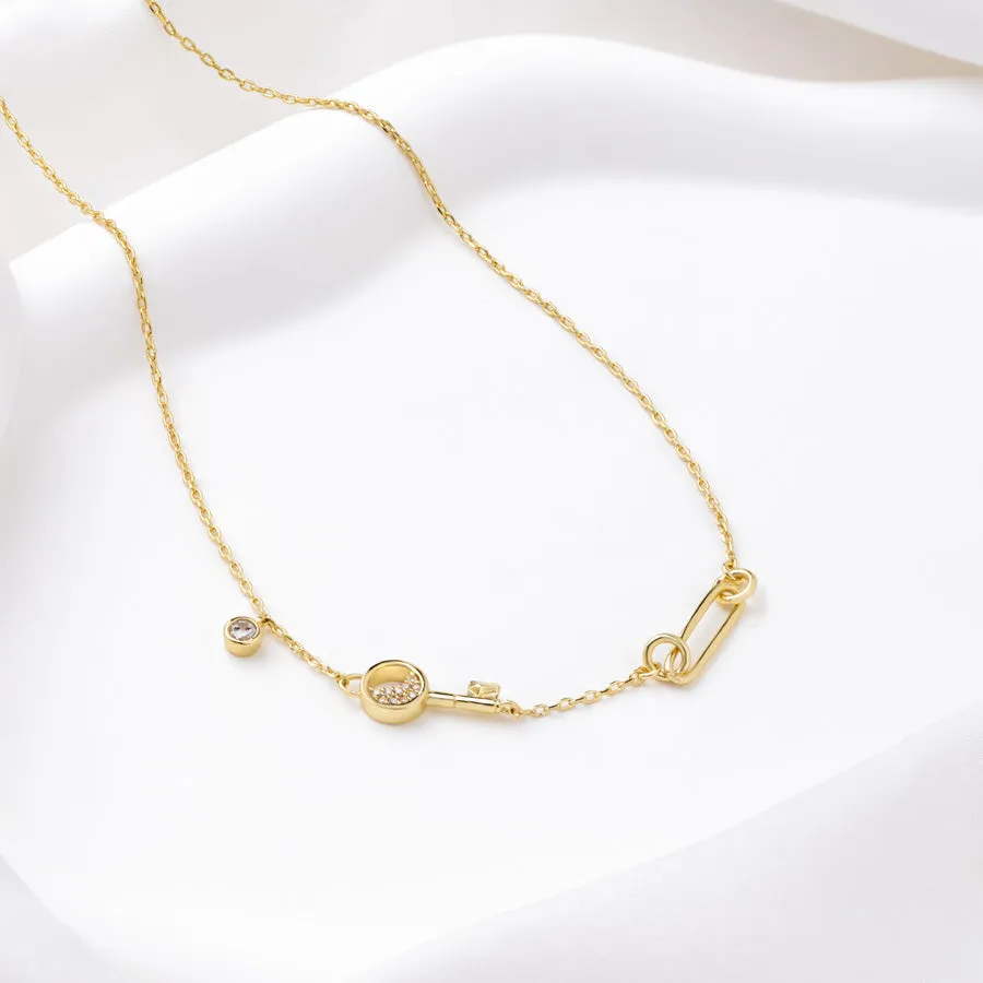 Crescent Key Gold Necklace