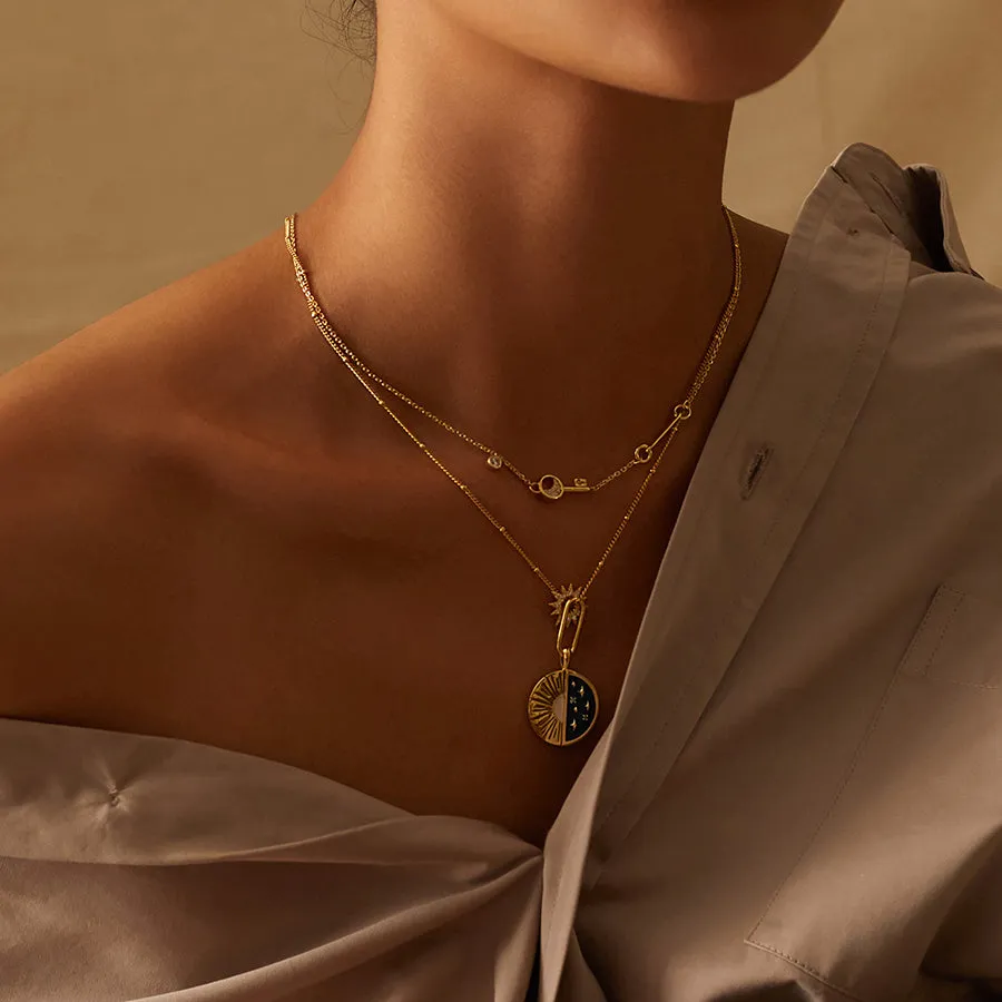 Crescent Key Gold Necklace