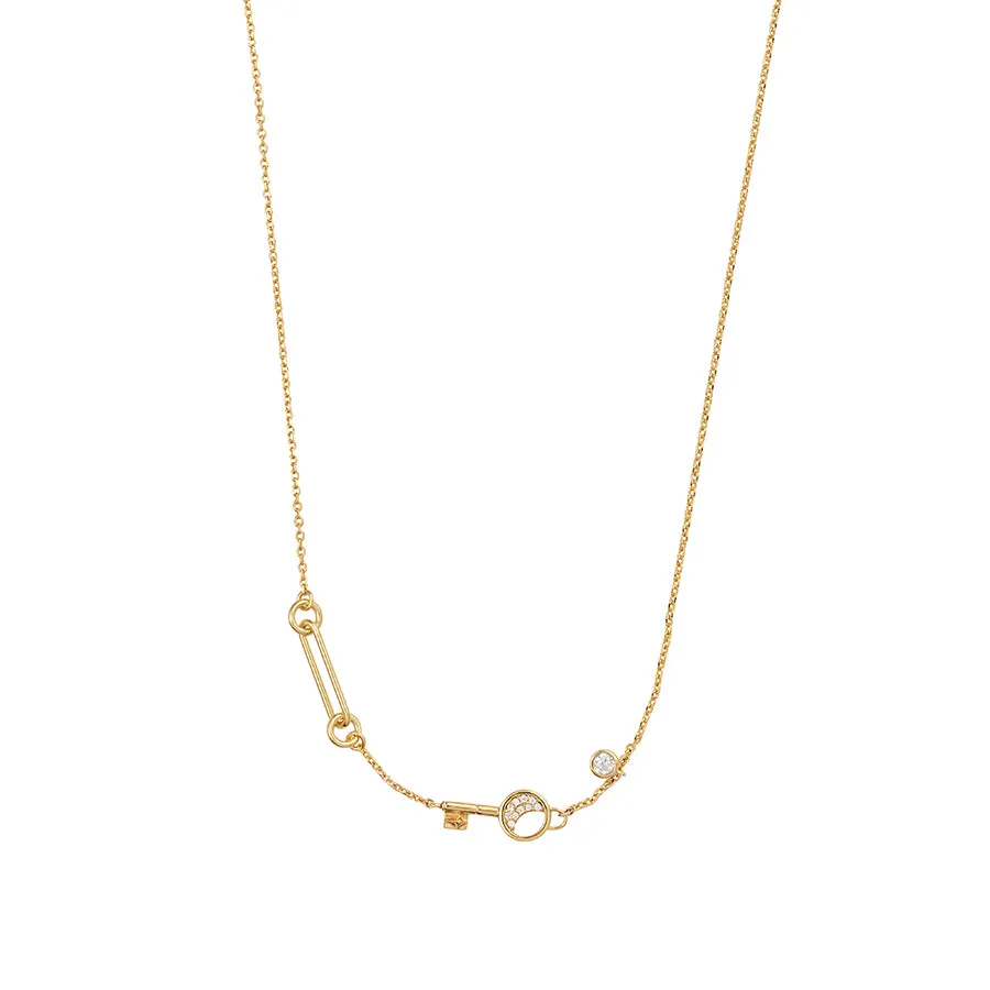 Crescent Key Gold Necklace