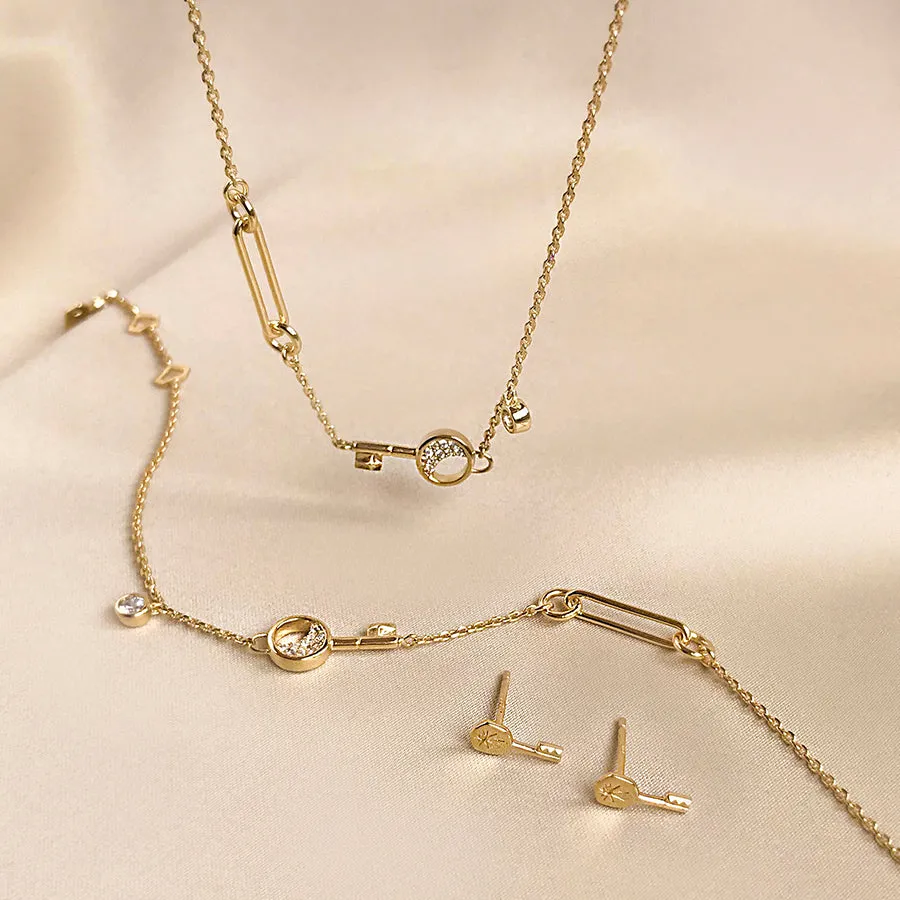 Crescent Key Gold Necklace