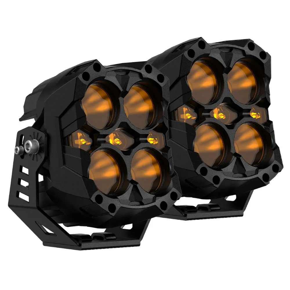 CYBER 1 Series | 6-inch LED Pod Lights Amber Light Warrior Black