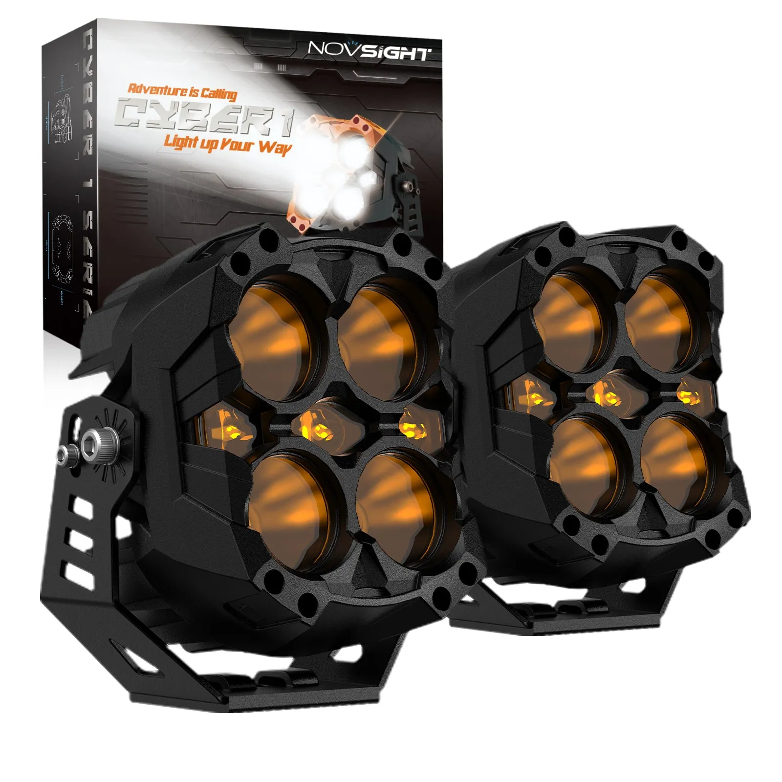 CYBER 1 Series | 6-inch LED Pod Lights Amber Light Warrior Black