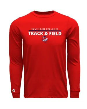 CYCLONES TRACK & FIELD Long Sleeve Red Cotton Tee