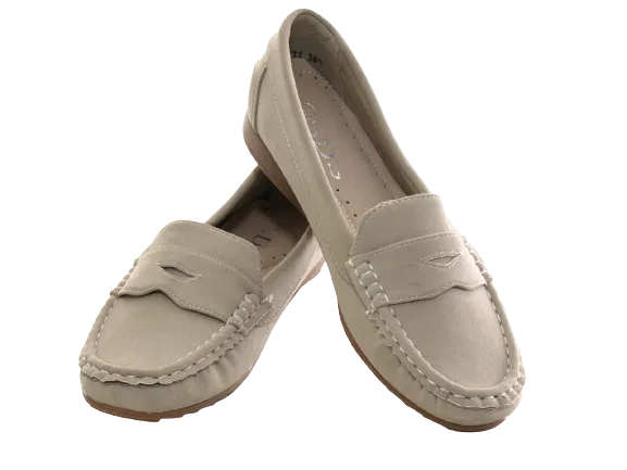 Damen Slipper Ballerina Loafer Mokassins  Slip On Flats Freizeit Apricot # 7711