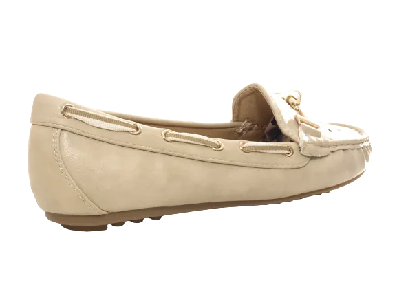 Damen Slipper Halbschuhe Ballerina Loafer Mokassins Slip On Flats Freizeit Beige # 570