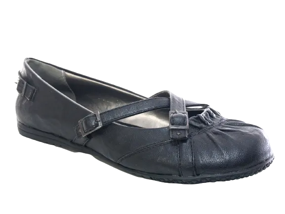 Damen Slipper Halbschuhe Ballerina Loafer Mokassins Slip On Flats Freizeit Black # 163623