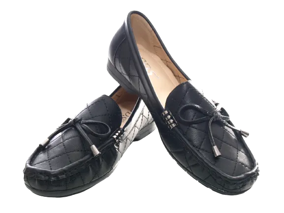 Damen Slipper Halbschuhe Ballerina Loafer Mokassins Slip On Flats Freizeit Black # 480