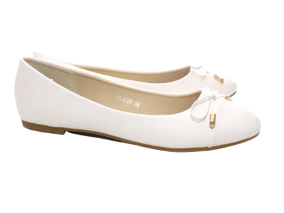 Damen Slipper Halbschuhe Ballerina Loafer Mokassins Slip On Flats Freizeit White # 10105