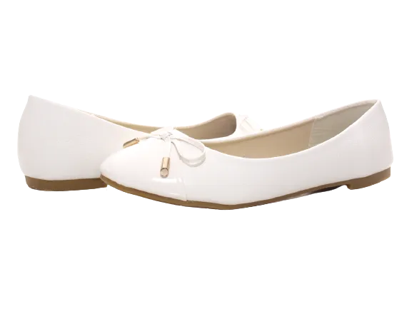 Damen Slipper Halbschuhe Ballerina Loafer Mokassins Slip On Flats Freizeit White # 10105